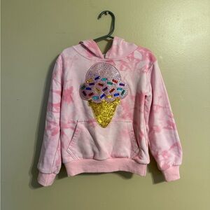 Lola + The Boys Pink Tie-Dye Hoodie with Ice Cream Design